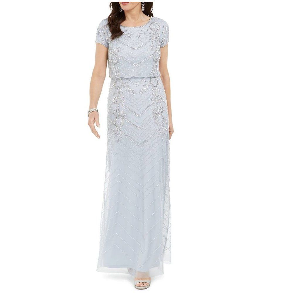 Adrianna Papell Glacier Beaded Blouson Formal Bridesmaid/Mob Dress